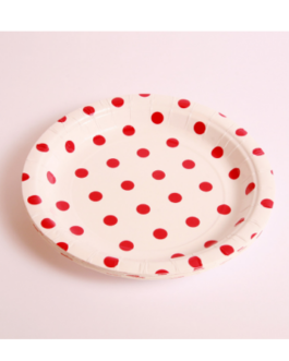 Standard Round Plates in red polka dots