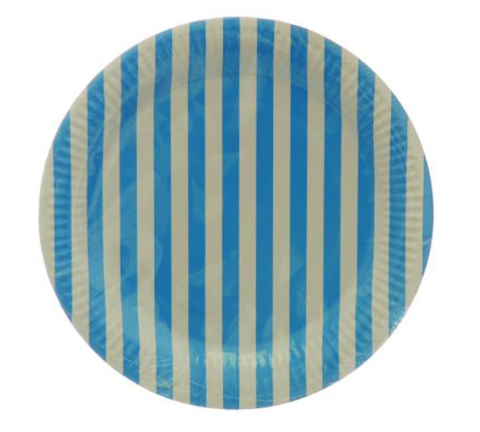Variatas Standard Round Plates in turquoise stripes