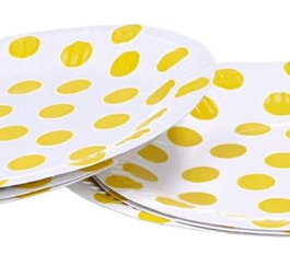 Standard Round Plates in yellow polka dots