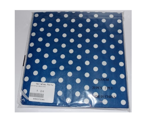 Variatas Standard Serviettes in royal blue polka dots