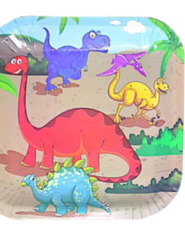 Standard Square Plates in Dinosaur theme