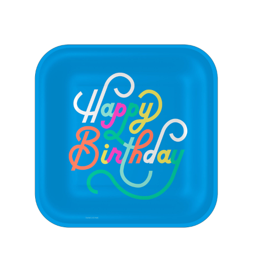Variatas Standard Square Plates in Happy Birthday theme