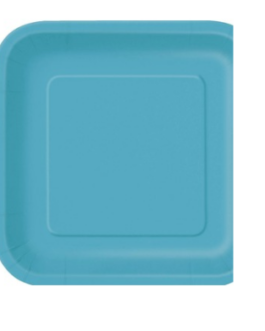 Standard Square Plates in baby blue polka dots