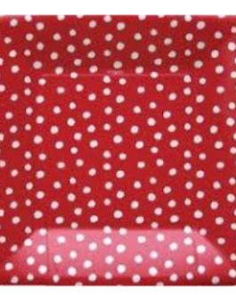 Standard Square Plates in red polka dots