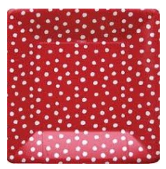 Variatas Standard Square Plates in red polka dots