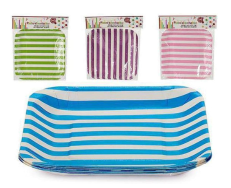Variatas Standard Square Plates in turquoise stripes