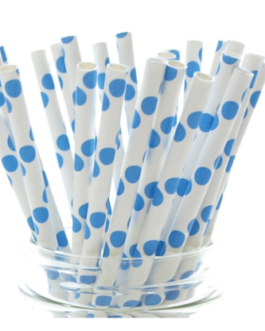 Straws in blue polka dots