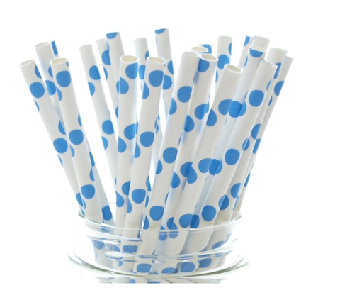 Variatas Straws in blue polka dots