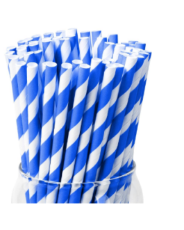 Straws in blue stripes