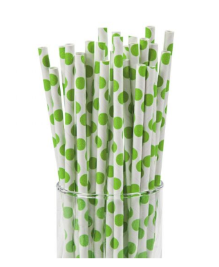 Variatas Straws in green polka dots