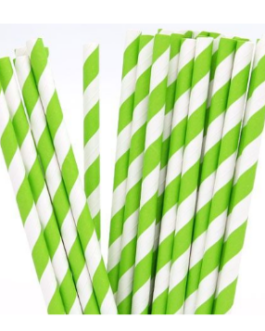 Straws in green stripes