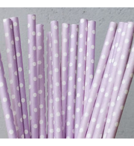 Straws in lilac polka dots