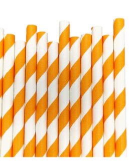 Straws in orange stripes
