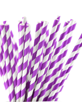 Straws in purple stripes