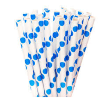 Variatas Straws in royal blue polka dots