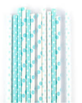 Straws in turquoise polka dots