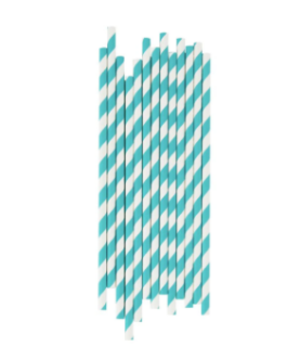 Straws in turquoise stripes